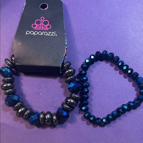 Paparazzi Midnight Blue Bracelet Duo - Picture 1 of 4